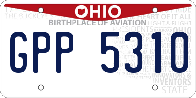 OH license plate GPP5310