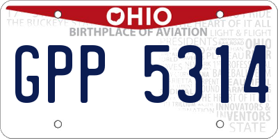 OH license plate GPP5314