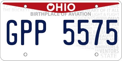 OH license plate GPP5575