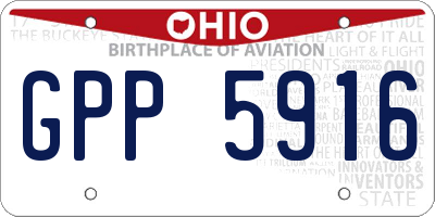 OH license plate GPP5916
