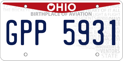OH license plate GPP5931