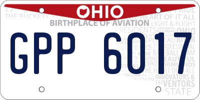 OH license plate GPP6017