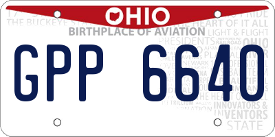 OH license plate GPP6640