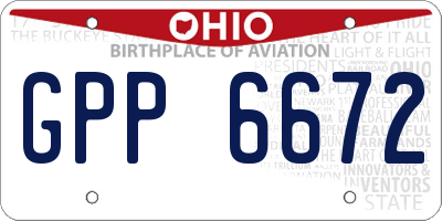 OH license plate GPP6672