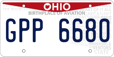 OH license plate GPP6680