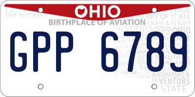 OH license plate GPP6789