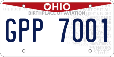 OH license plate GPP7001
