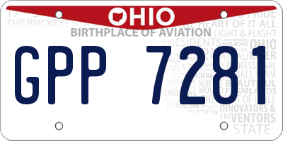 OH license plate GPP7281