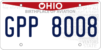 OH license plate GPP8008