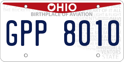 OH license plate GPP8010