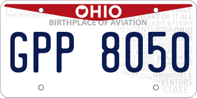 OH license plate GPP8050