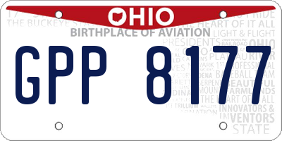OH license plate GPP8177