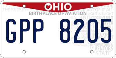 OH license plate GPP8205