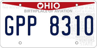 OH license plate GPP8310