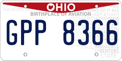 OH license plate GPP8366