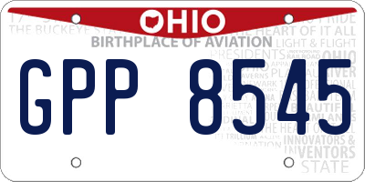 OH license plate GPP8545