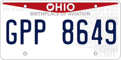 OH license plate GPP8649