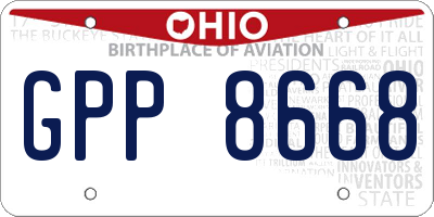 OH license plate GPP8668