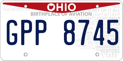 OH license plate GPP8745
