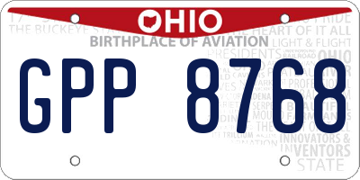 OH license plate GPP8768