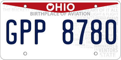 OH license plate GPP8780