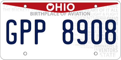 OH license plate GPP8908