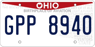 OH license plate GPP8940
