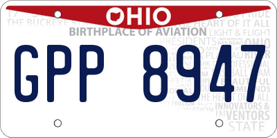 OH license plate GPP8947