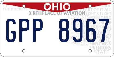 OH license plate GPP8967