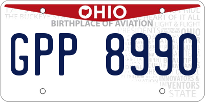 OH license plate GPP8990