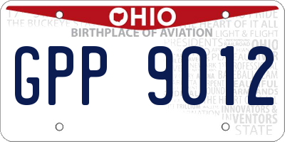 OH license plate GPP9012