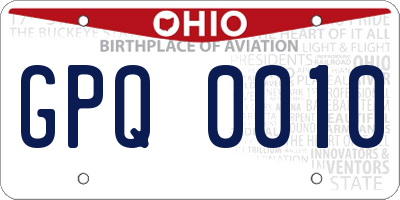 OH license plate GPQ0010