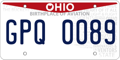 OH license plate GPQ0089