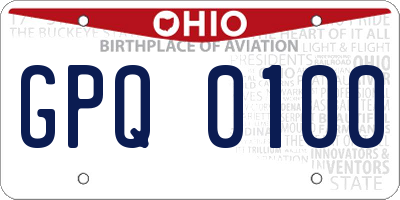 OH license plate GPQ0100