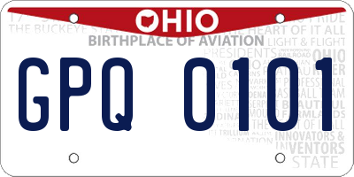 OH license plate GPQ0101