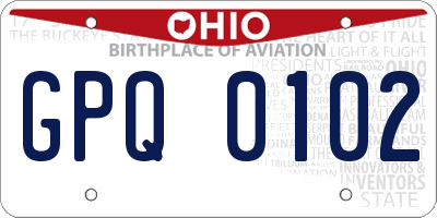 OH license plate GPQ0102