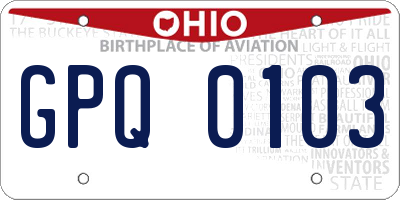 OH license plate GPQ0103