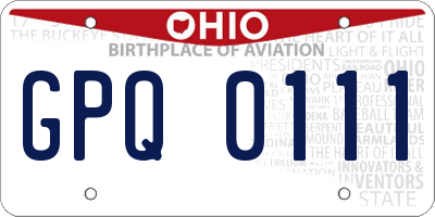 OH license plate GPQ0111