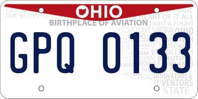 OH license plate GPQ0133
