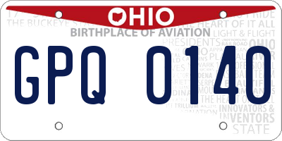 OH license plate GPQ0140