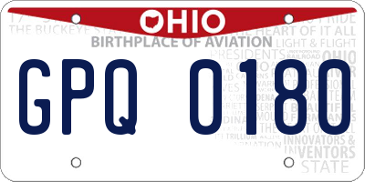 OH license plate GPQ0180