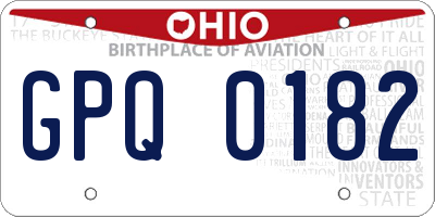 OH license plate GPQ0182