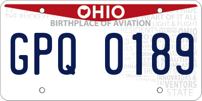 OH license plate GPQ0189