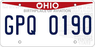 OH license plate GPQ0190