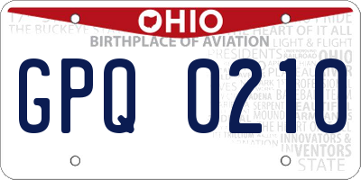 OH license plate GPQ0210
