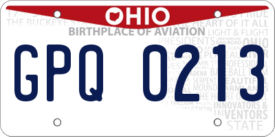 OH license plate GPQ0213