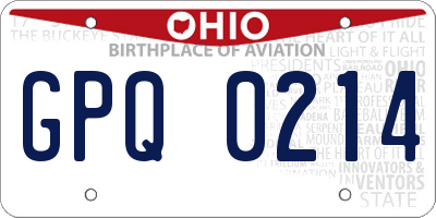 OH license plate GPQ0214