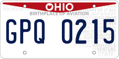 OH license plate GPQ0215