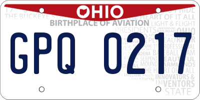 OH license plate GPQ0217