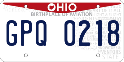 OH license plate GPQ0218
